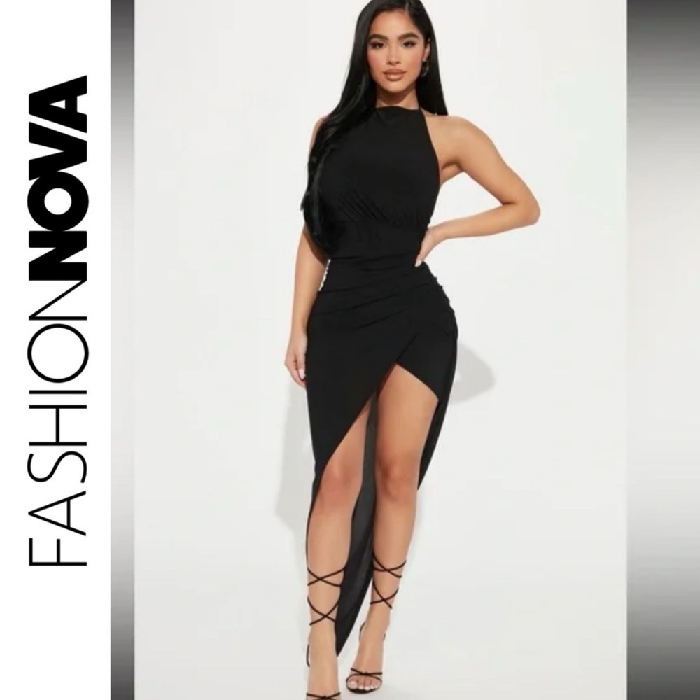 Fashion Nova Black Midi Dress